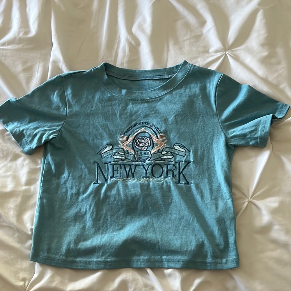 Blue New York Crop Top